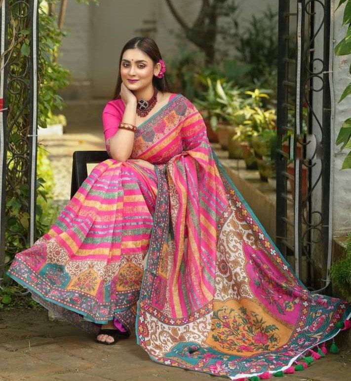 চান্দুরি সিল্ক ডিজিটাল প্রিন্ট শাড়ি